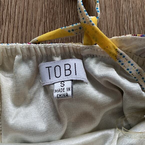 Tobi Patchwork Zig Zag Maxi Dress Cross Tie Back Size Small - Picture 5 of 8